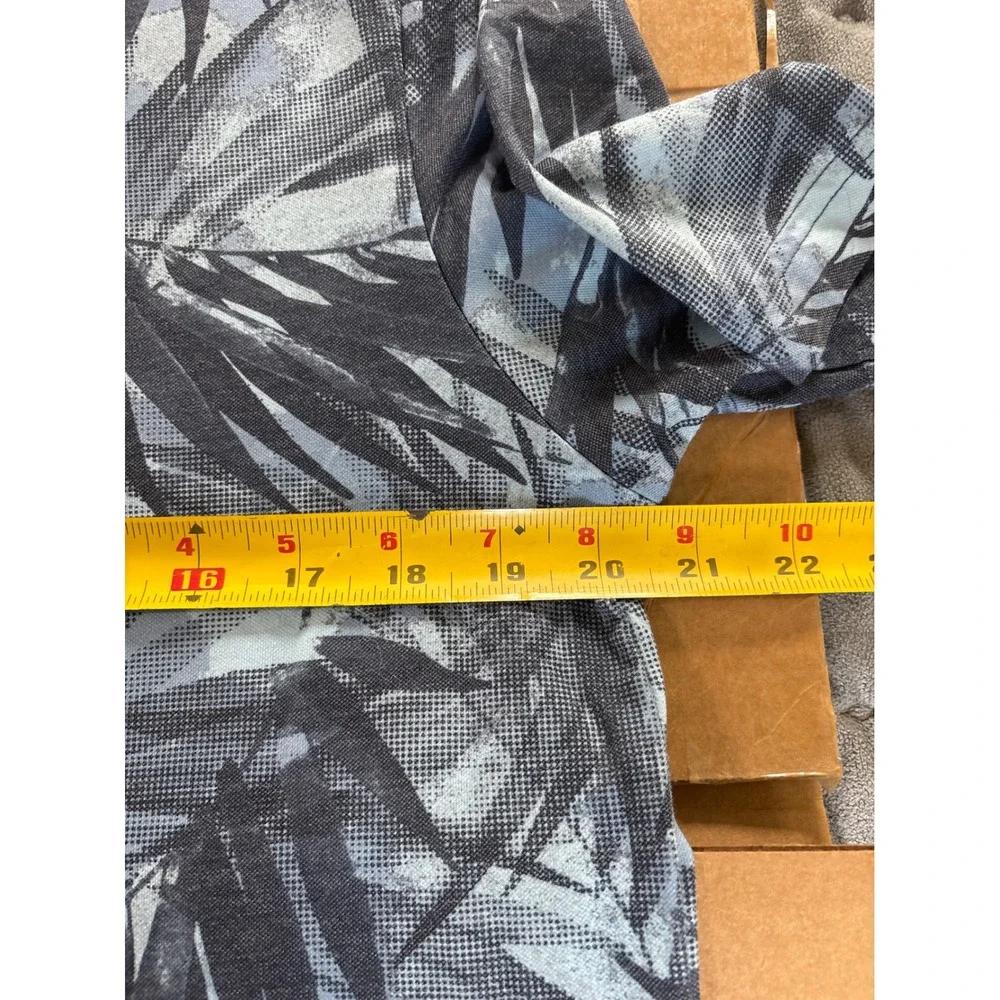 TravisMathew Mens Blue Tropical Palm Leaf Print Casual Golf Polo Shirt‎ Size M